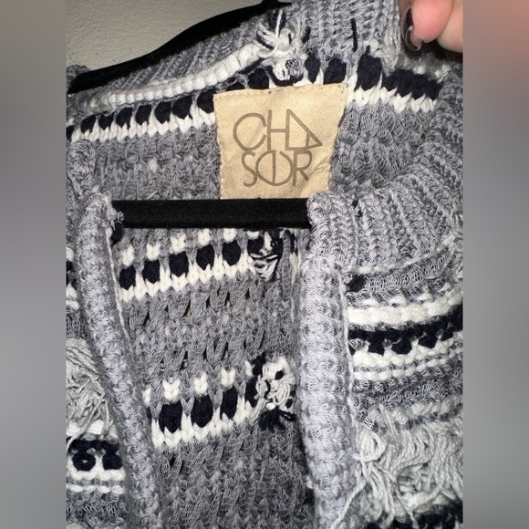 NWT Chaser hi low dolman grey knit woven short sleeve pullover sweater top - Picture 5 of 8